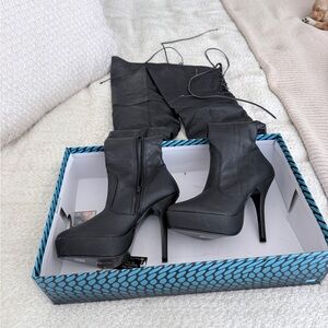 Devious Black Over the Knee Boots
